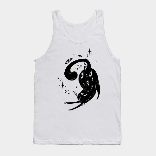 Black Cat With Stars Tank Top by cellsdividing